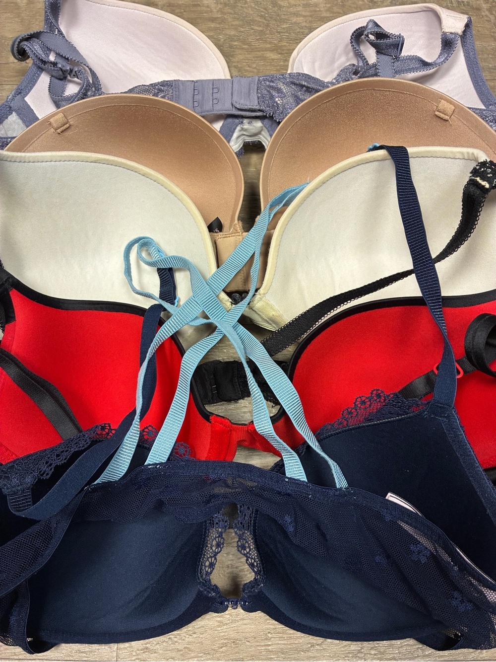 Victoria Secret Bundle 5 Bras Lined Demi Strapless Push Up Lace Satin - Picture 5 of 13